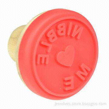 Silicone cookie stamp with wooden handle